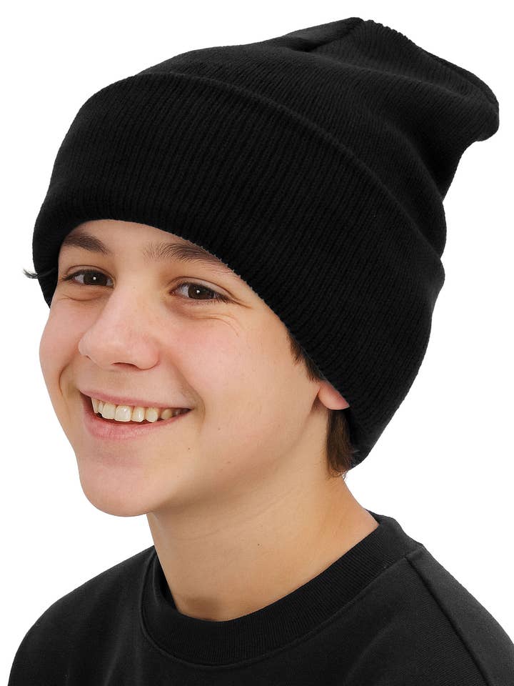 Gorro Clássico Preto de Acrílico com Dobra por atacado de Cap Zone