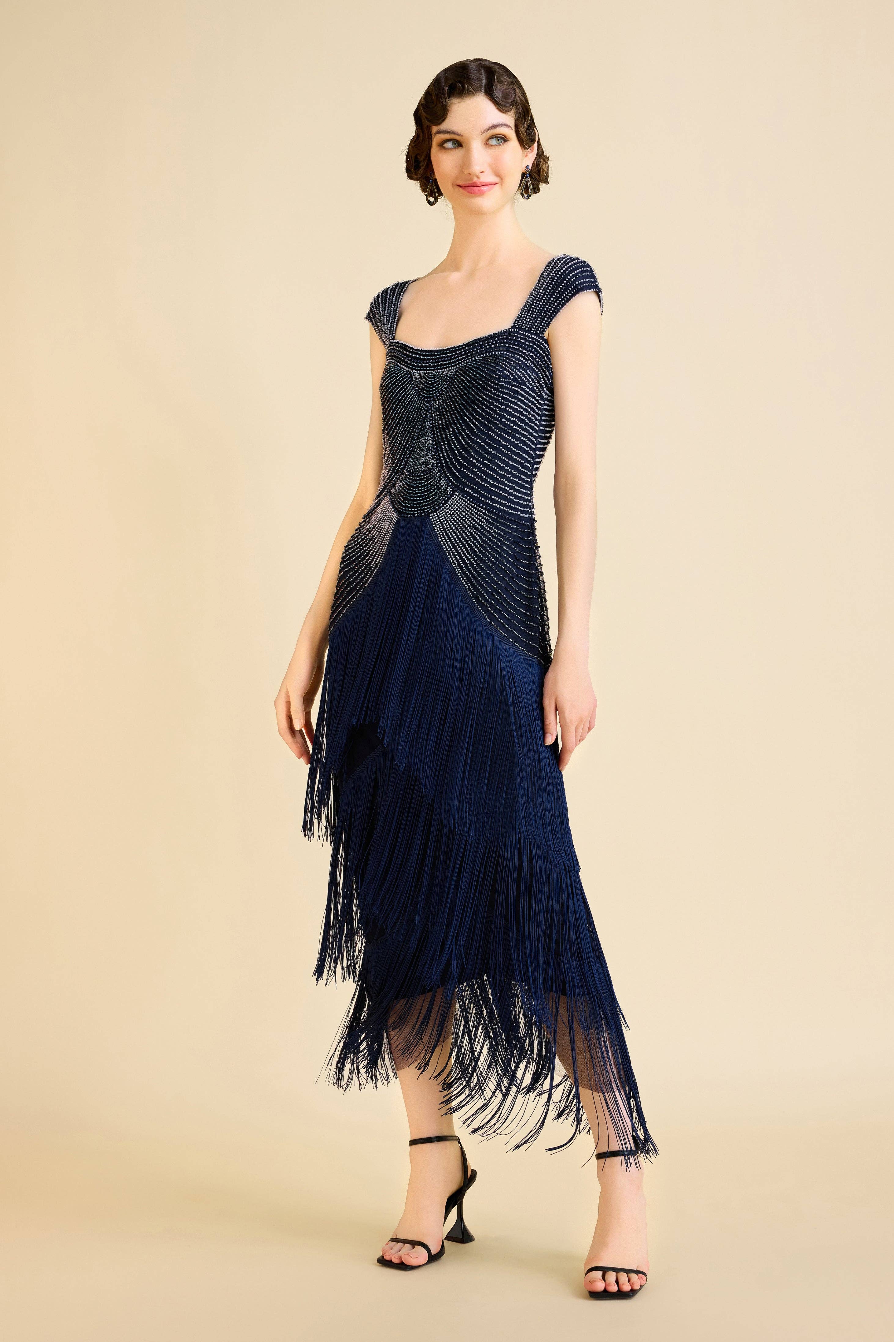 BABEYOND - Wholesale Gown - Women's - Graceful Gradient Bead Fringe Evening Gown9