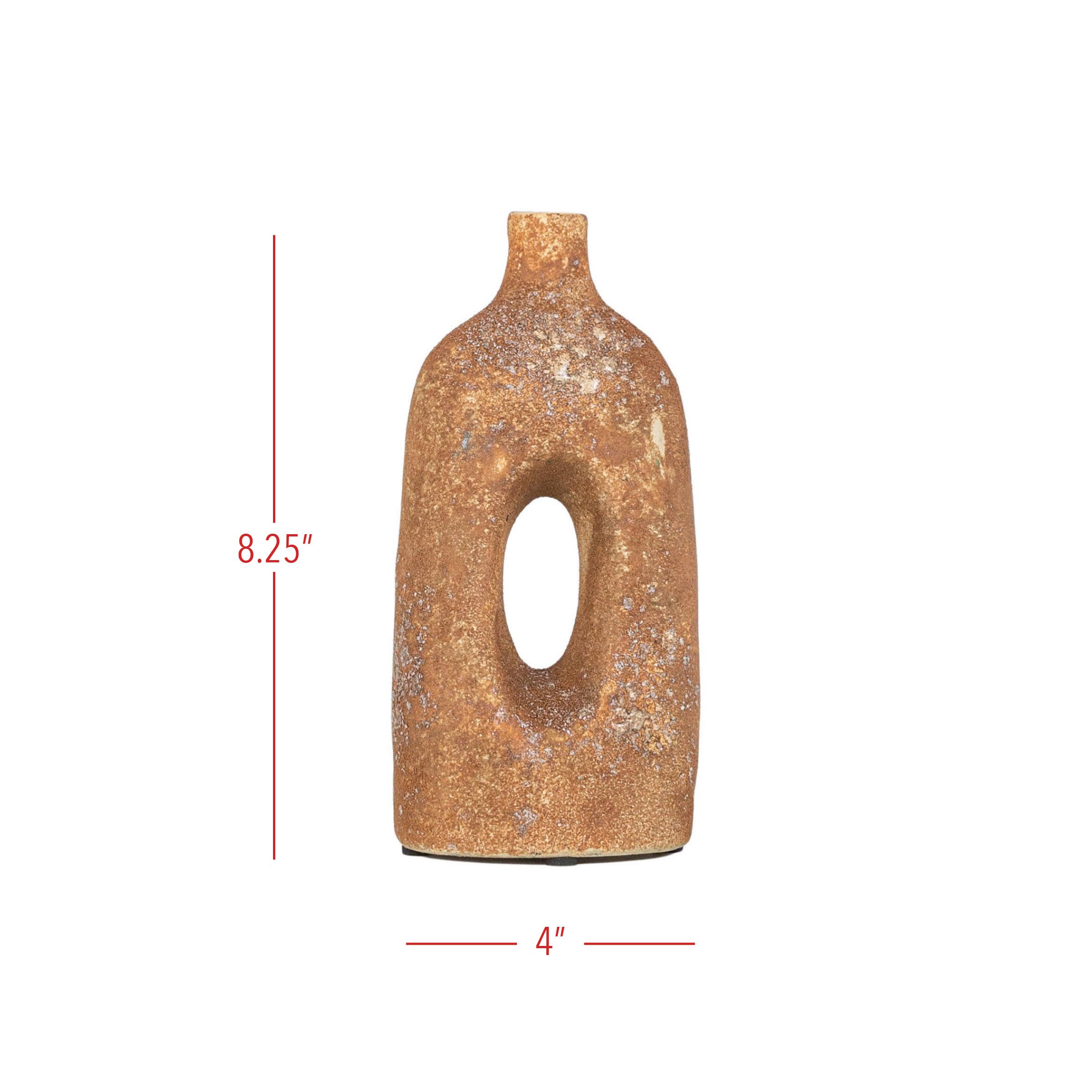 Foreside Home & Garden - Wholesale Vase - Emiliano Textured Glaze with Center Hole Ceramic Vase Rust6