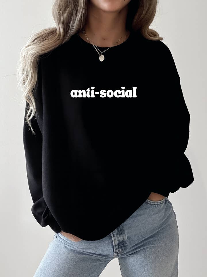 Pull ras du cou confortable antisocial pour la vente par Blonde Ambition | Jewelry | Valentines Gift & Sweaters