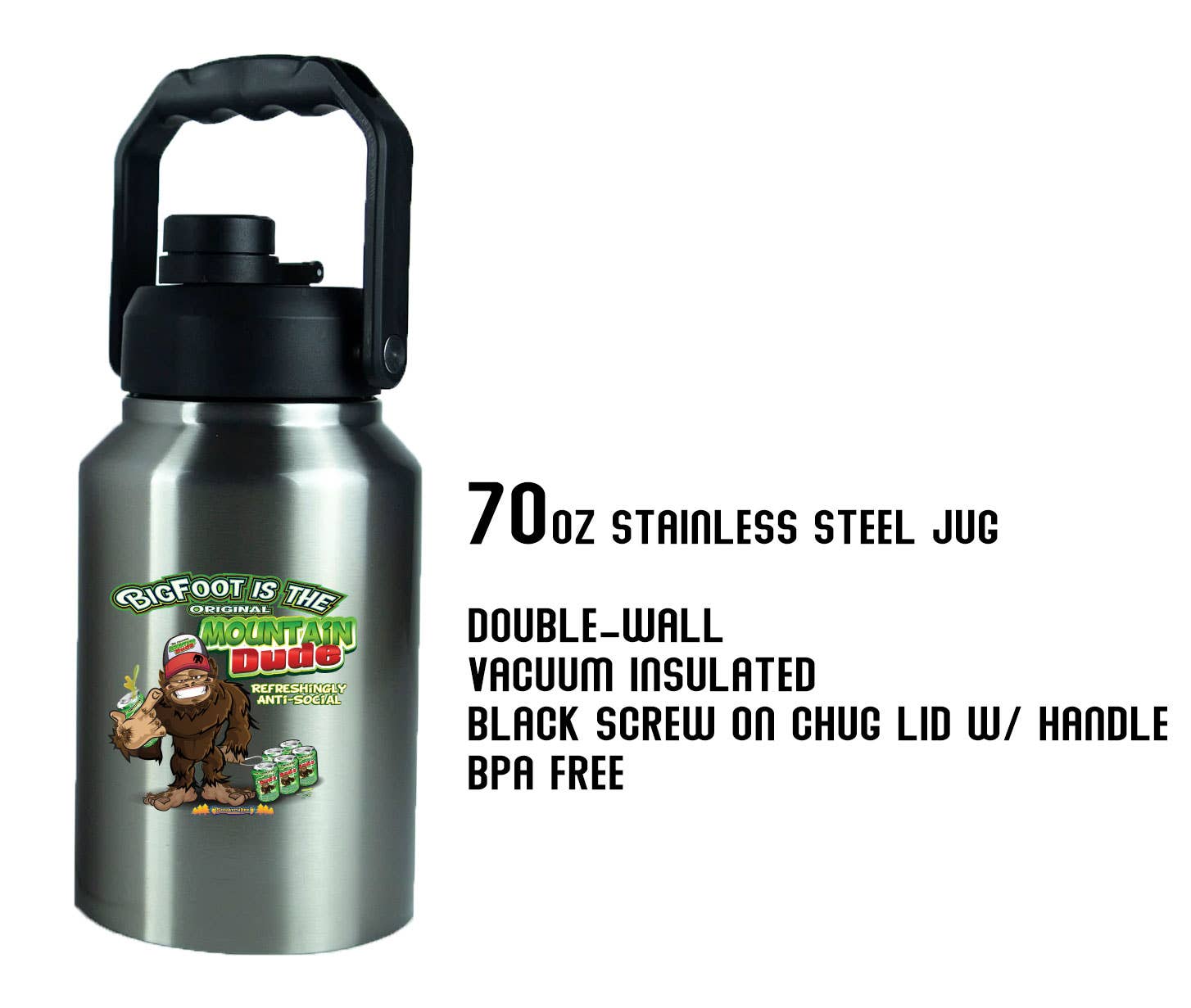 SquatchSwag - Vente Gourde/bouteille isotherme - Gobelet en acier inoxydable Bigfoot Original Mountain Dude 70 oz1
