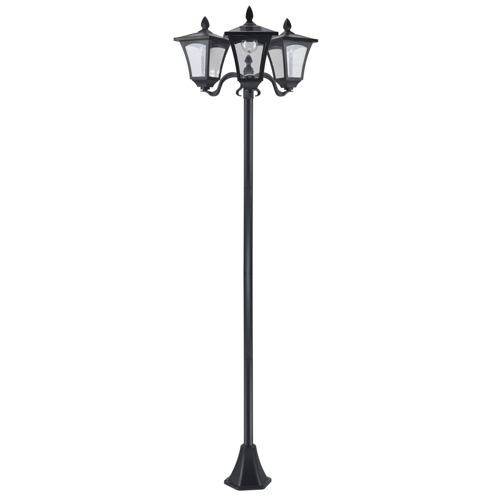 39F Inc. - Vente Lampe d'extérieur/de jardin - Lampadaire solaire à trois têtes de 72 pouces en acier noir1