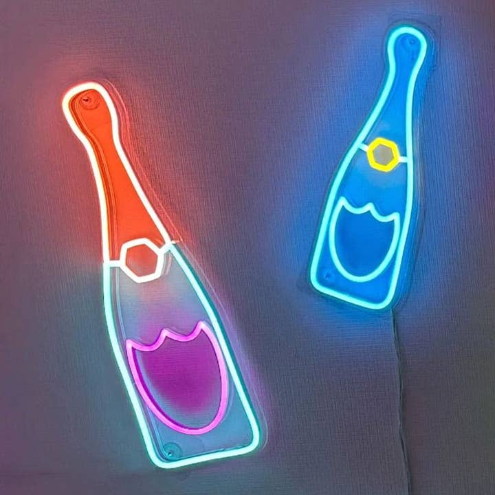 Two Bottles of Champagne Neon Sign for wholesale by Aoos Custom