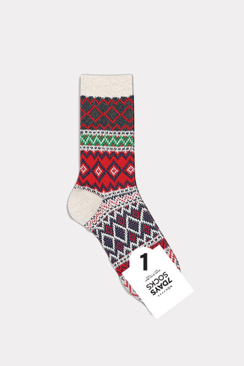7DAYSSOCKS - Vente Chaussettes – femme - Chaussettes Crew Winter Nordic Jacquard 2 pour femmes0