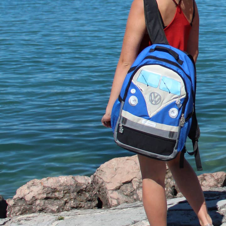VW Collection by BRISA - Wholesale Backpack - Unisex - VW T1 Bus Office Outdoor Travel Backpack - BL (L)1