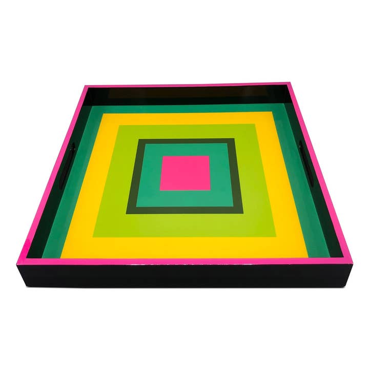 Handmade contemporary lacquer wood tray titled: “Sunrise” designed by “Magic Hill for wholesale by Magic Hill - Mercantile