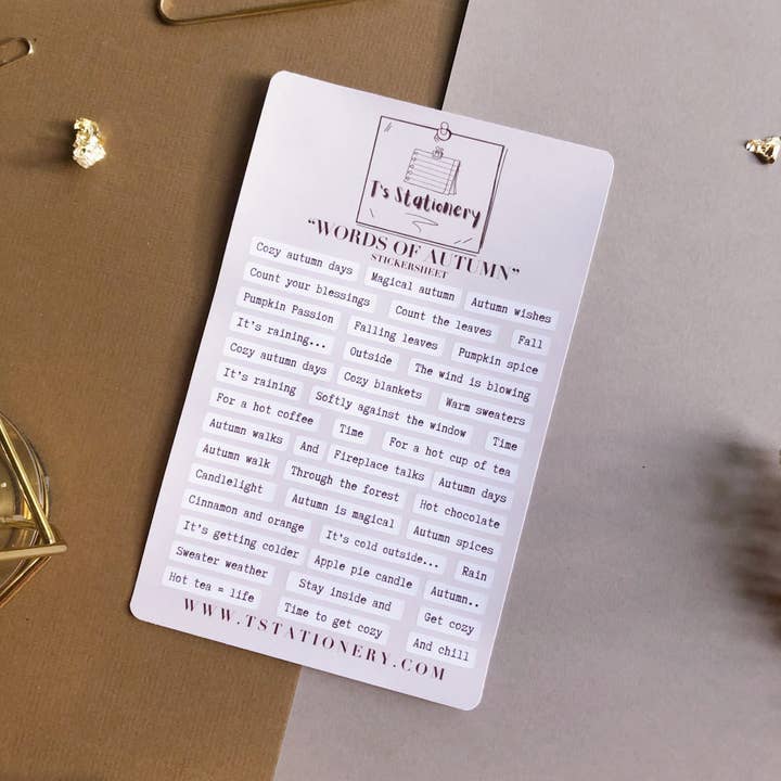 T's Stationery - Vendita all'ingrosso Adesivo - «Parole d'autunno»