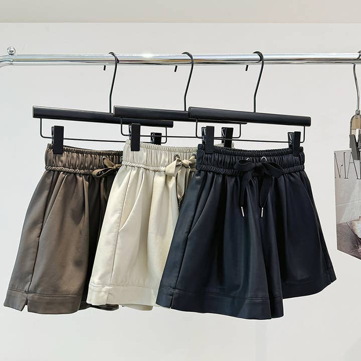 safistyle - Wholesale Shorts - Women's - High-Waist Faux Leather Shorts6