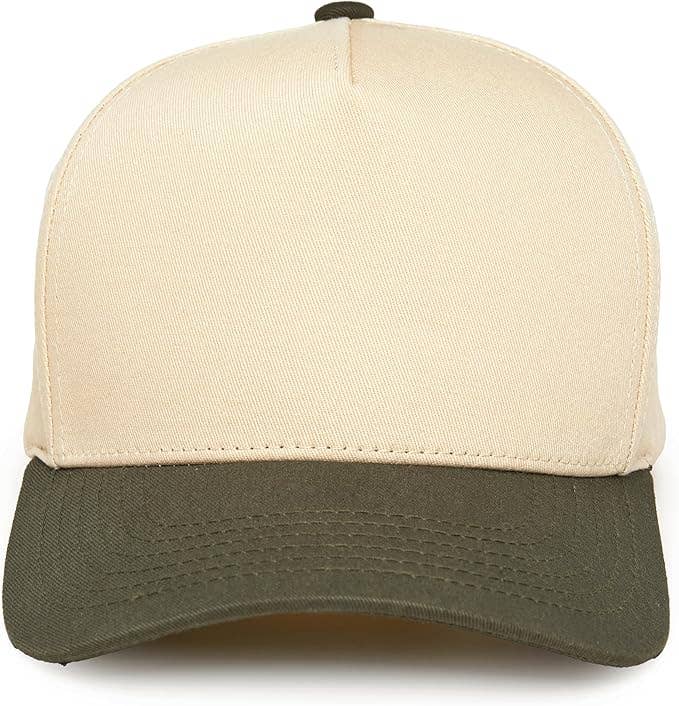 Funky Junque - Wholesale Baseball Cap - Unisex - Two Tone Vintage Snapback Hat - Olive/Beige1