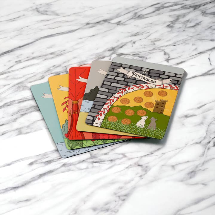 Dio Candle Company - Vente Cartes de tarot - Jeu de tarot Rider Waite - Costumes codés par couleur au format poker7