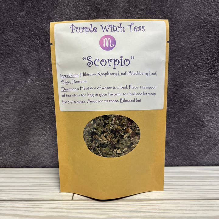 Scorpio -Zodiac Earthy Hibiscus Herbal Tisane for wholesale by Purple Witch Teas LLC