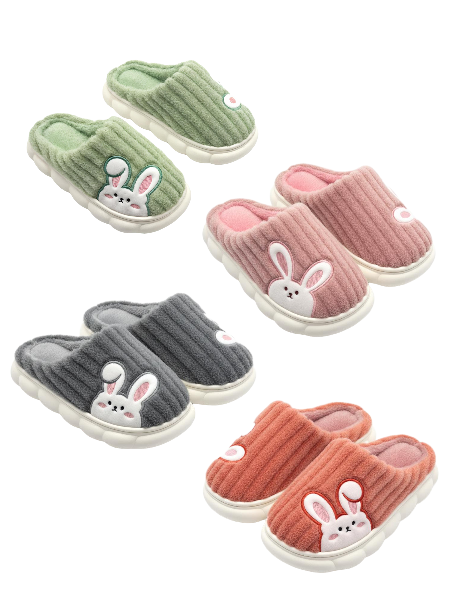 FLUFFERY - Wholesale Slippers - Kids - Adorable Bunny Plush Slippers for Kids (12-Pair Pack)0