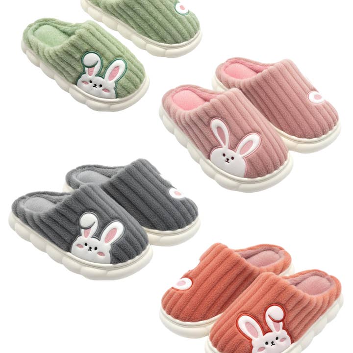 Schattige Konijnen Pluche Pantoffels voor Kinderen (12-Paar Verpakking) voor wholesale door FLUFFERY