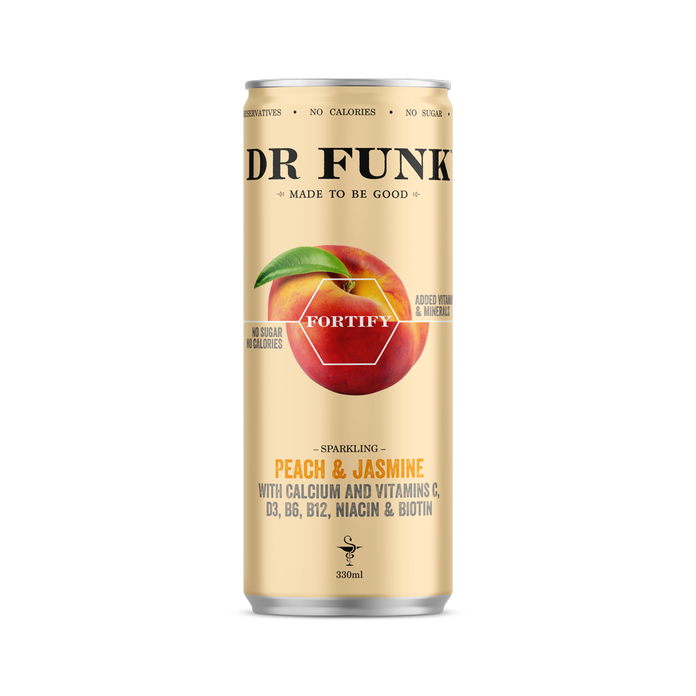 Dr Funk – wholesale Sparkling water – Peach & Jasmine flavoured water with 7 essential nutrients5