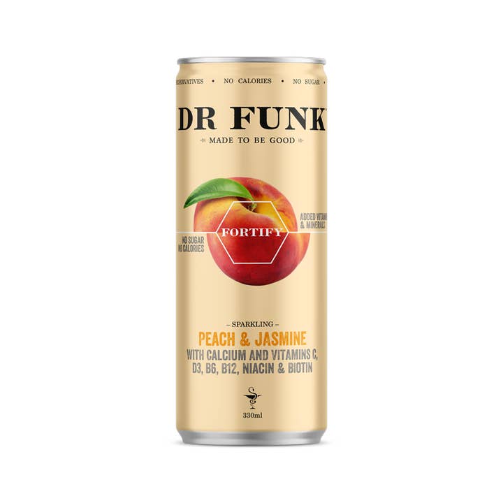 Dr Funk – wholesale Sparkling water – Peach & Jasmine flavoured water with 7 essential nutrients5