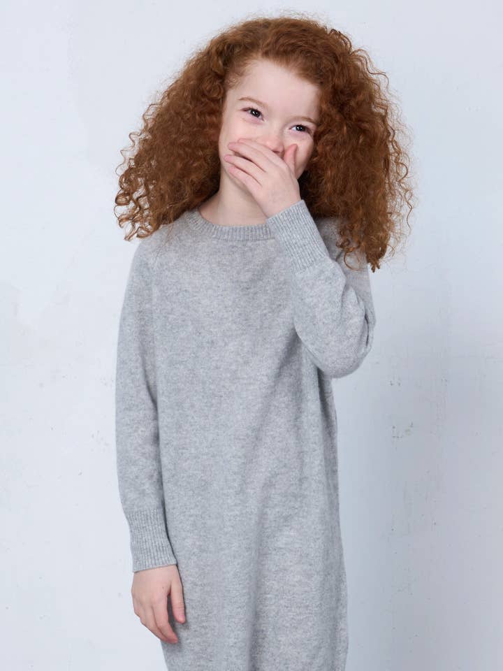 bobbin & tricot – wholesale Klänning – Barn – CASHMERE TRÖJA KLÄNNING GRÅ2