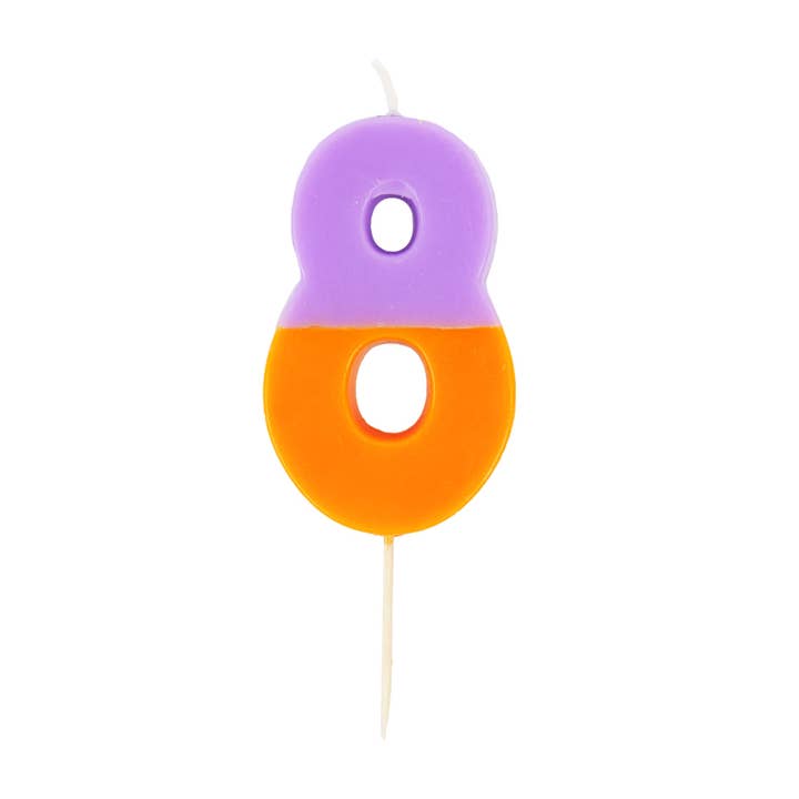 Talking Tables USA - Wholesale Cake Candle - 2 Tone Ombre Orange Birthday Number Candles | 0-9 | Single |8