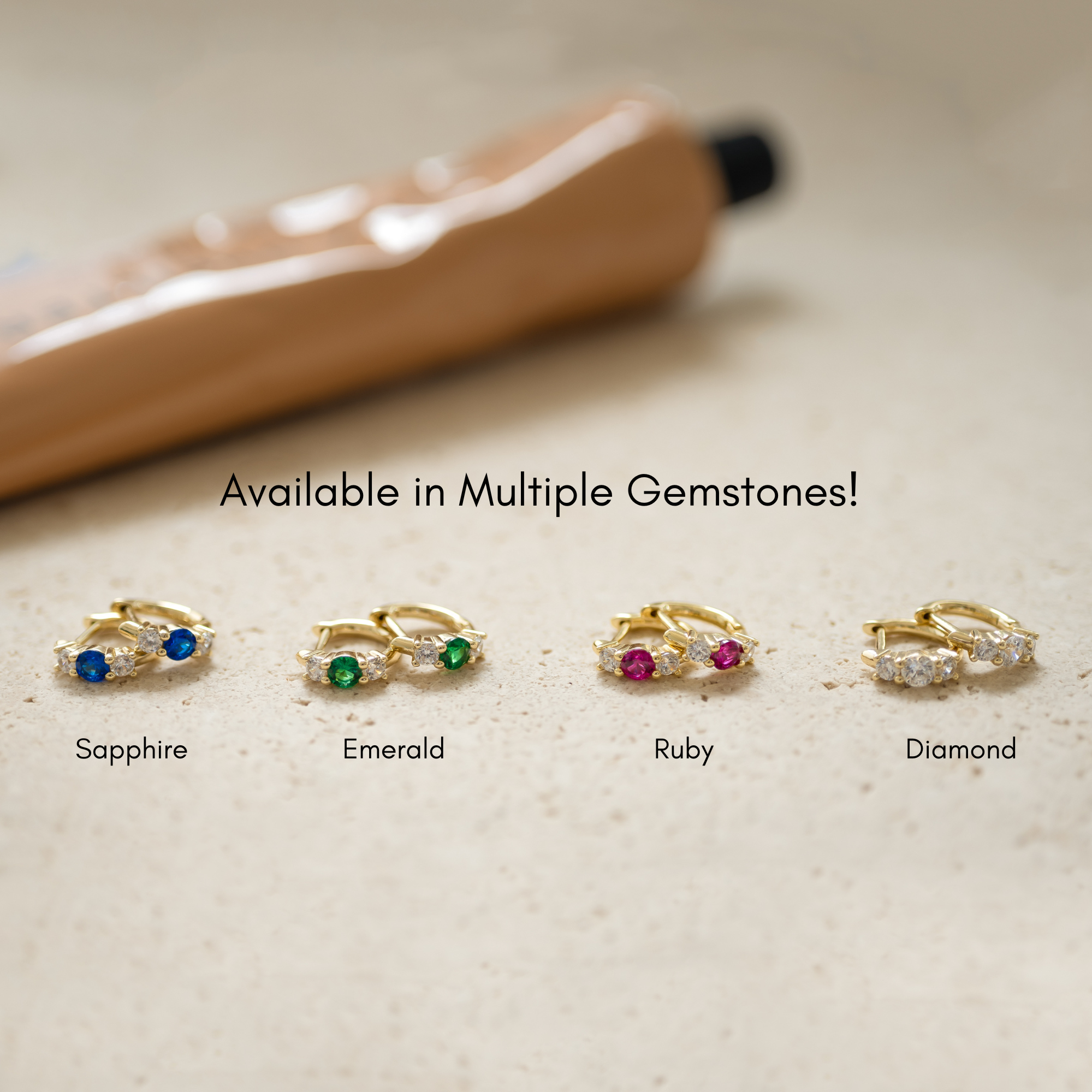 Sami Jewels - Vendita all'ingrosso Orecchini a cerchietto - Tre cerchi Huggie in pietra2