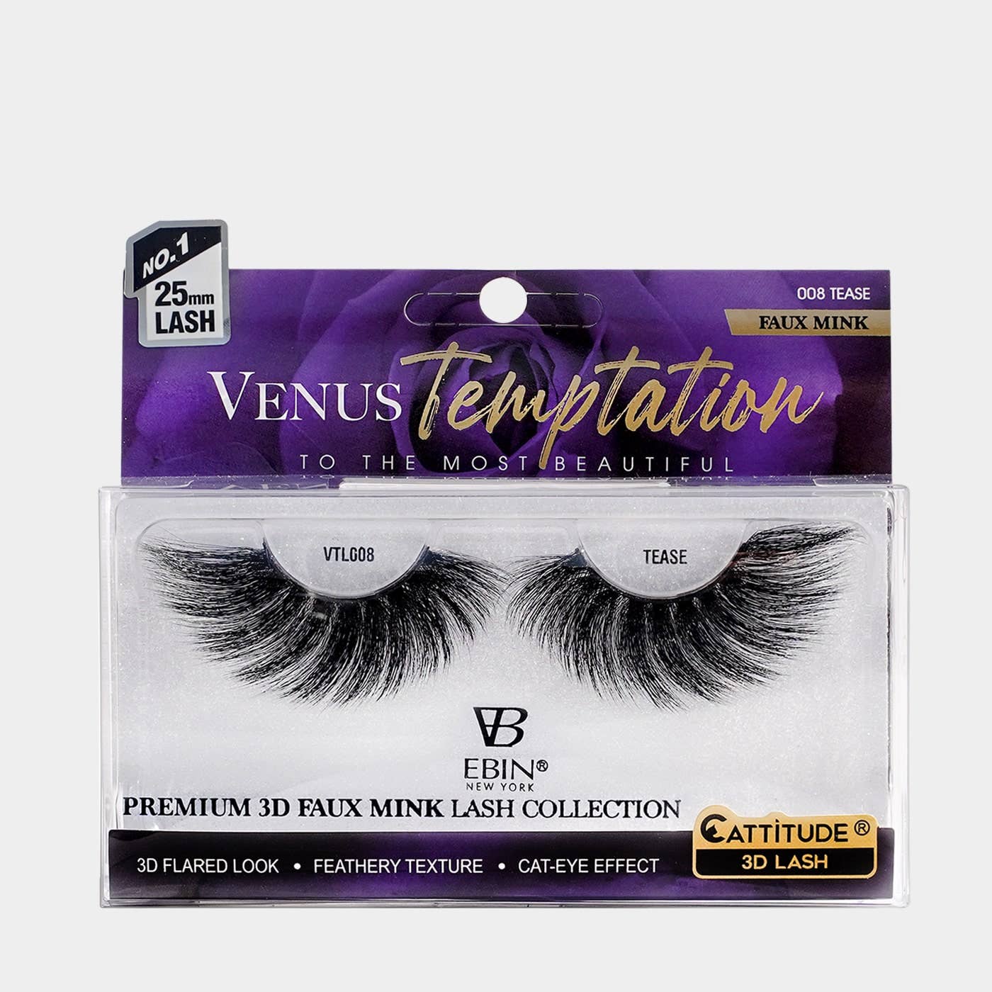 EBIN NEW YORK - Wholesale False/Fake Eyelashes - Venus Temptation 25mm Faux Mink 3D Lashes - TEASE0