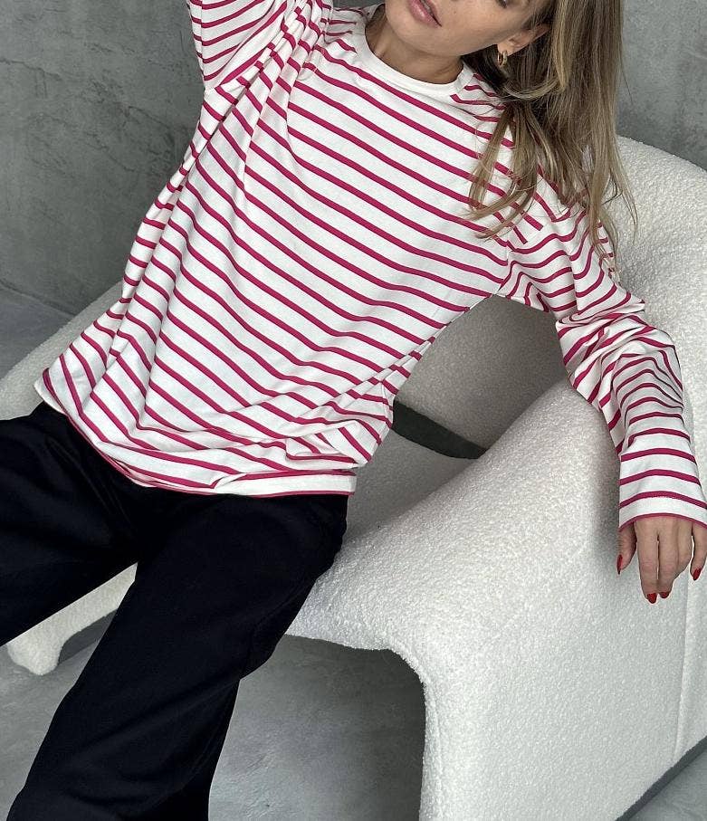 Rosa Clothing - Wholesale T-Shirt - Women's - Crewneck cotton striped T-shirt8