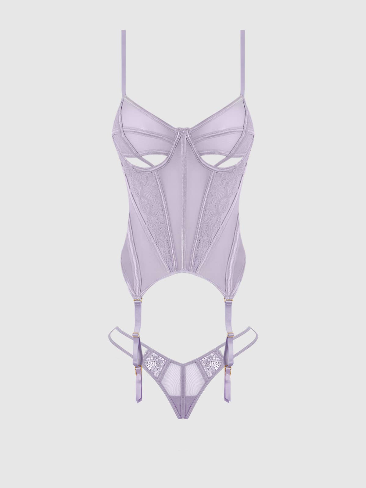 House of Desire - Wholesale Lingerie Set - Women's - VIVIENNE LACE & MESH BUSTIER & G-STRING SET14