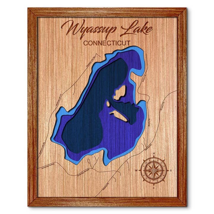 Mapa de Profundidad del Lago Wyassup - Decoración para el Hogar y Pared para venta al por mayor de Premier Gifts and More