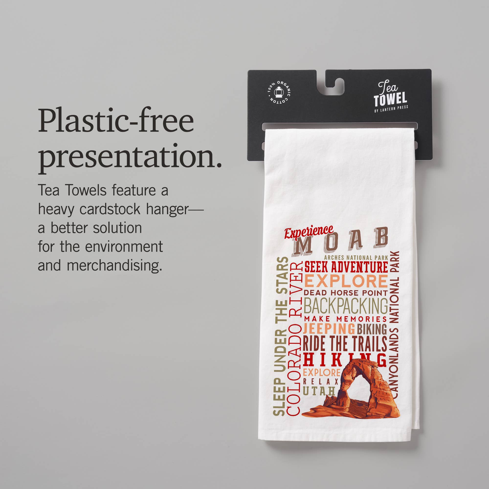 Lantern Press - Vendita all'ingrosso Strofinacci - CANOVACCIO BIOLOGICO Experience Moab, Utah, Tipografia8