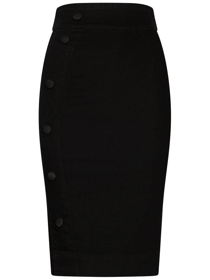Succubus Ropa Norma Jean Denim Falda Lápiz de los Años 50 en Negro para venta al por mayor de Succubus