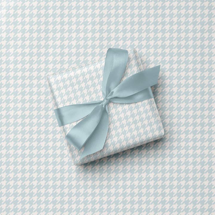 Rollo de papel de regalo de pata de gallo azul para venta al por mayor de Vivie and Ash