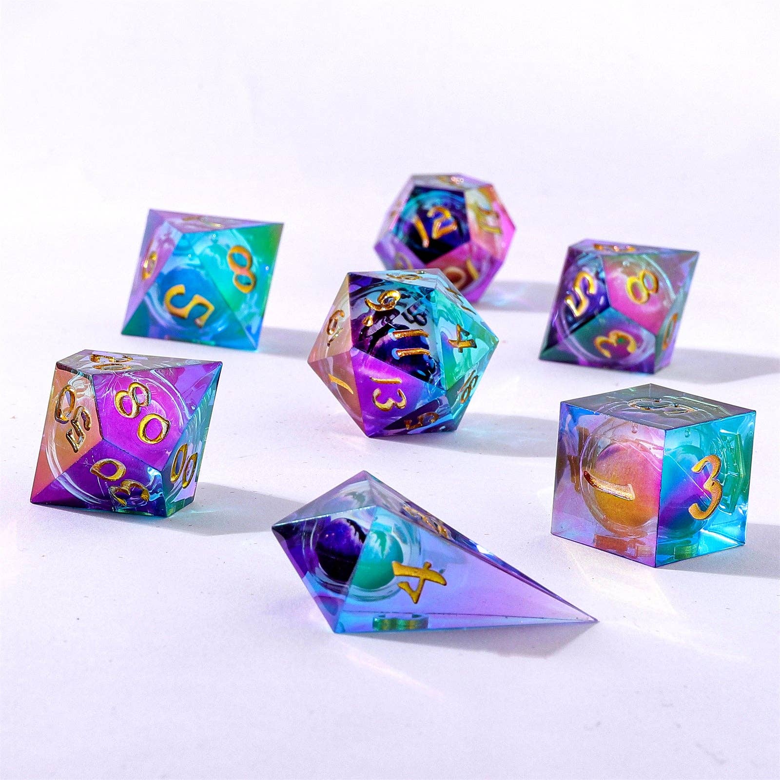 Hymgho Premium Dice - Wholesale Dice - Always Liquid Core Watching Sharp Edge Resin Dice - Oil Eye1