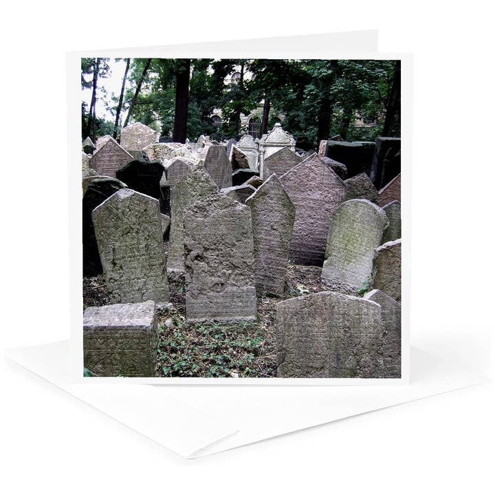 3dRose – wholesale Everyday greeting card – 3dRose, Gray headstones in cemetery in Prague - grey graveyard grave stones - creepy spooky gothic halloween, Greeting Card