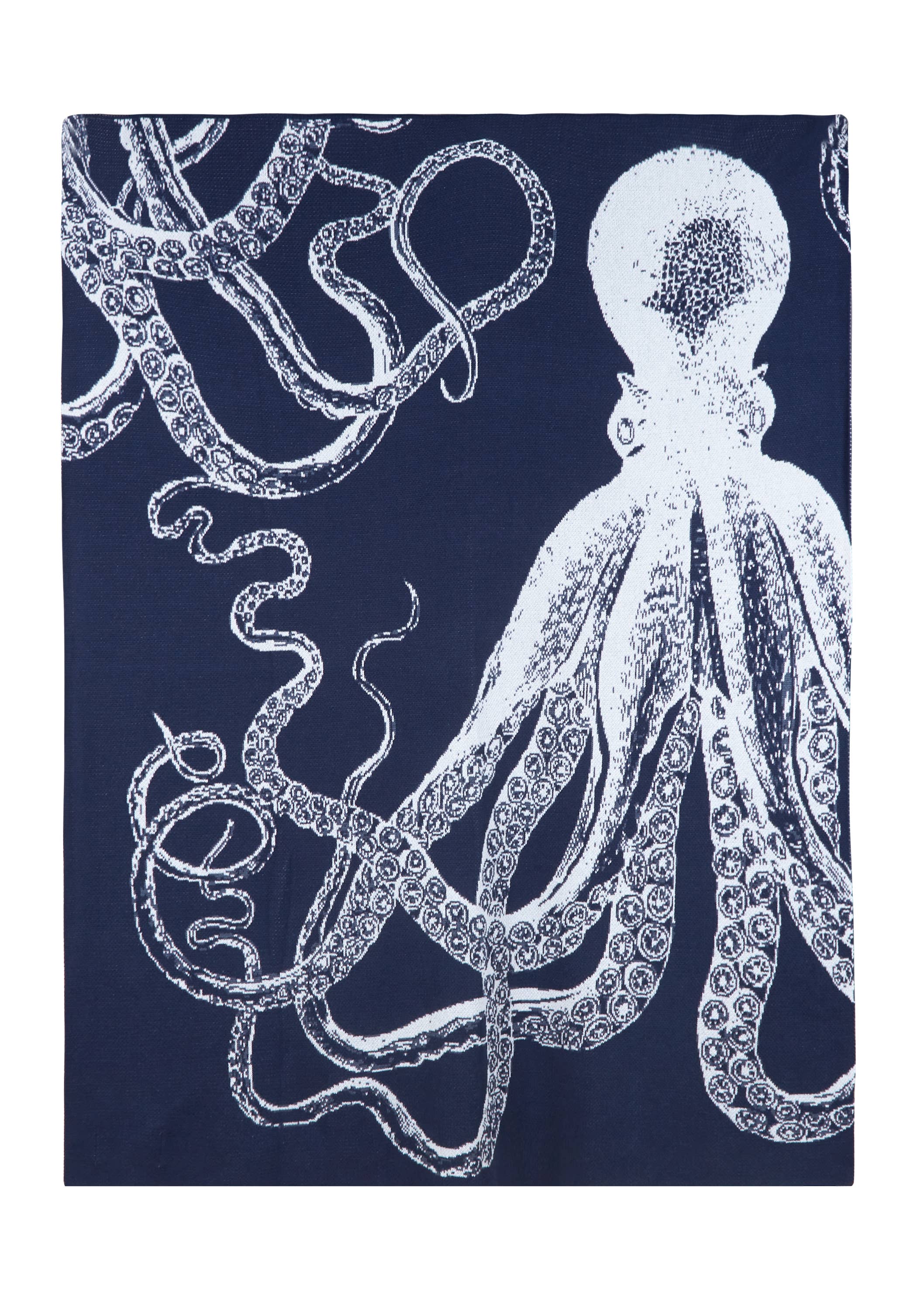 THOMASPAUL - Vendita all'ingrosso Plaid - Coperta lavorata a maglia con polpi in blu marino – Stile costiero moderno