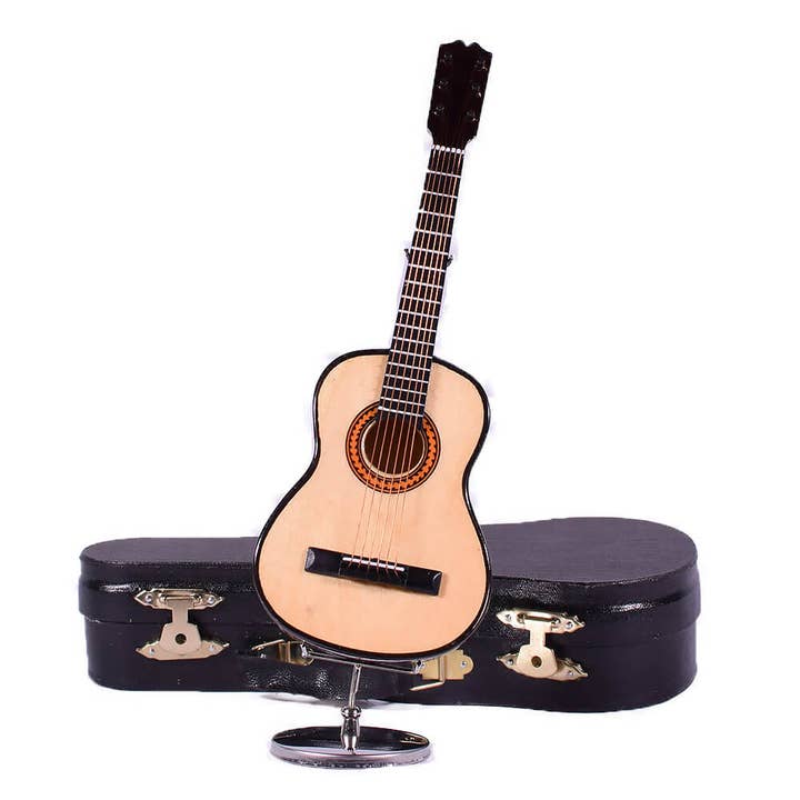 giftland – Großhandel Tischdeko – Miniatur-Gitarre aus Holz, 18 cm