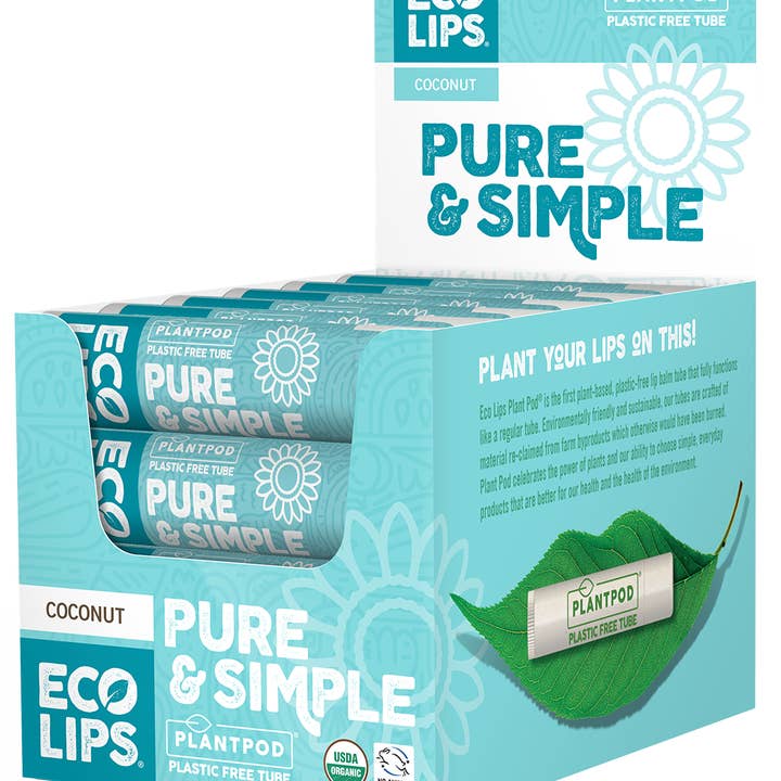 Eco Lips & Bug Soother - Wholesale Lip Balm - Pure & Simple Plant Pod Lip Balm 24-ct display