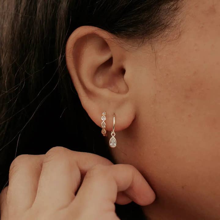 Mauve Jewelry Co. - Wholesale Huggie Earrings - April Raindrop Dangle Hoops1