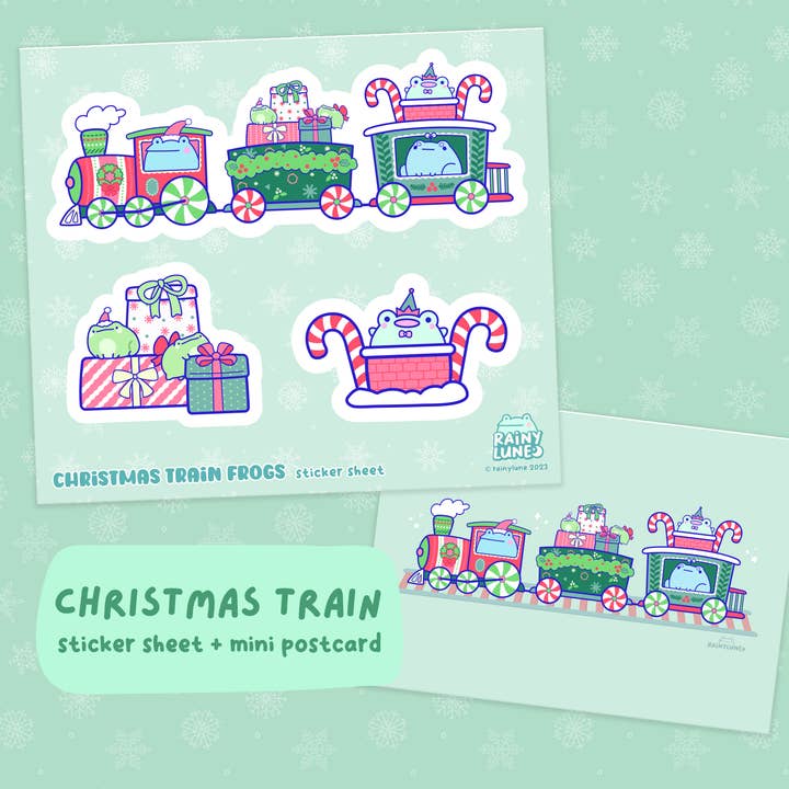 Christmas Train Sticker Sheet for wholesale by Rainylune