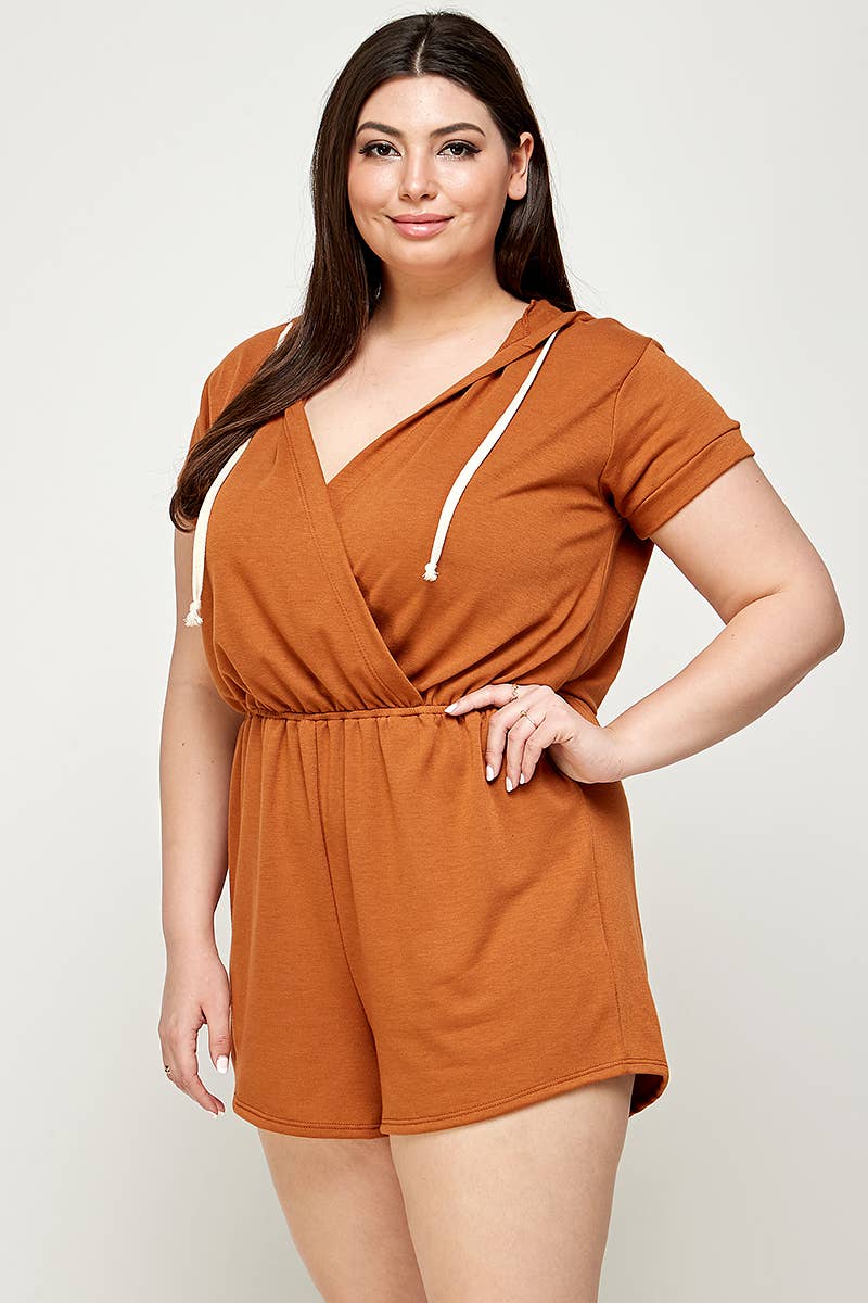 Haute Fox Plus Size & Contemporary - Wholesale Romper - Women's - Plus Size Hoodie Romper French Terry - KY17816-RP1