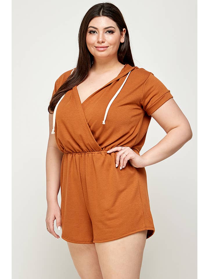 Haute Fox Plus Size & Contemporary - Wholesale Romper - Women's - Plus Size Hoodie Romper French Terry - KY17816-RP1