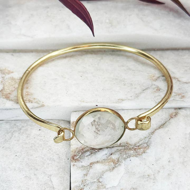 Gold Plated Bracelet with Semi-Precious Stone - Quartz for wholesale by Anju Jewelry