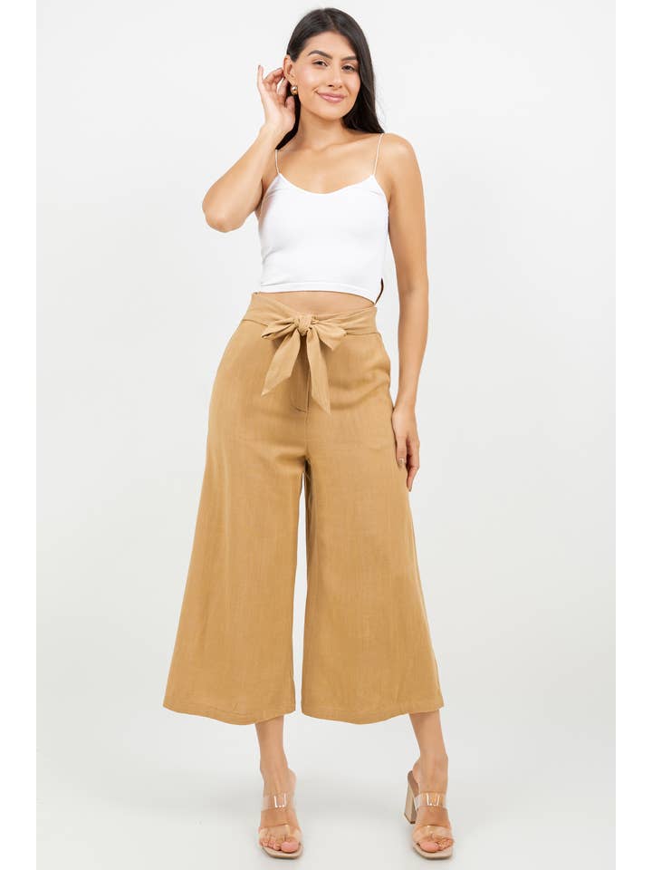 Veracci - Wholesale Pants - Women's - Linen Blend Wide-Leg Capri Pants