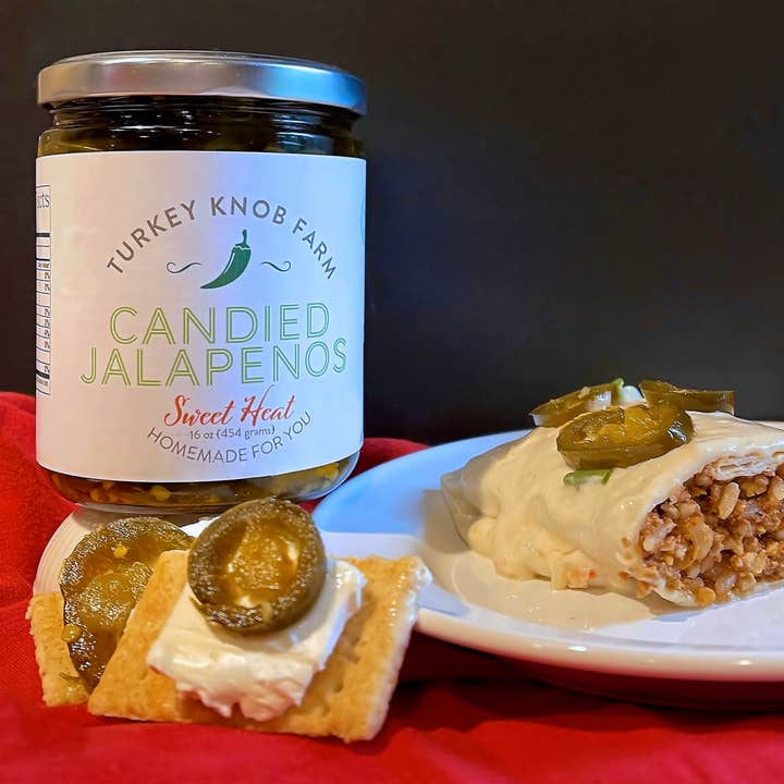 Gekonfijte jalapenos (zoete hitte) voor wholesale door Turkey Knob Farm