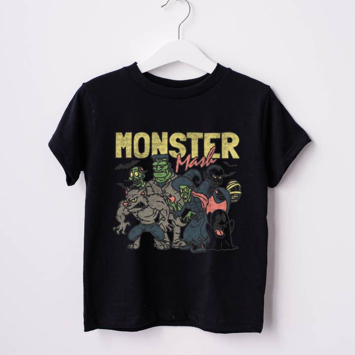 P E T I T R U E - Wholesale Screen Printed T-Shirt - Kids - Kids Halloween Shirt Monster Graphic Tee For Toddler