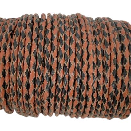 Oslo Round Braided Leather Cord - 4mm - Black Hazelnut for wholesale by Sun Enterprises B.V.
