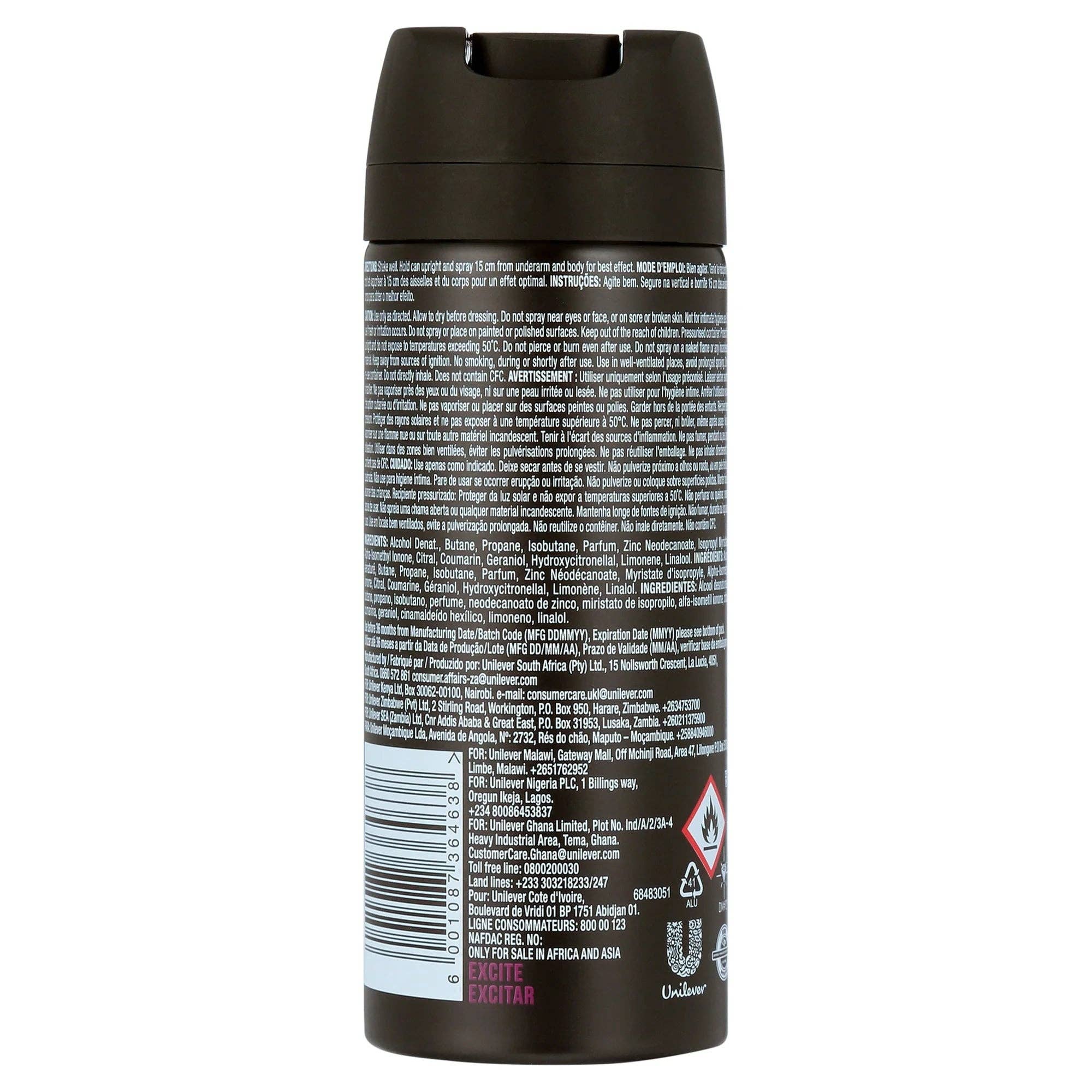 First Choice Buying - Vente Déodorant – homme - Déodorant corporel en spray Axe Excite pour hommes, 150 ml2