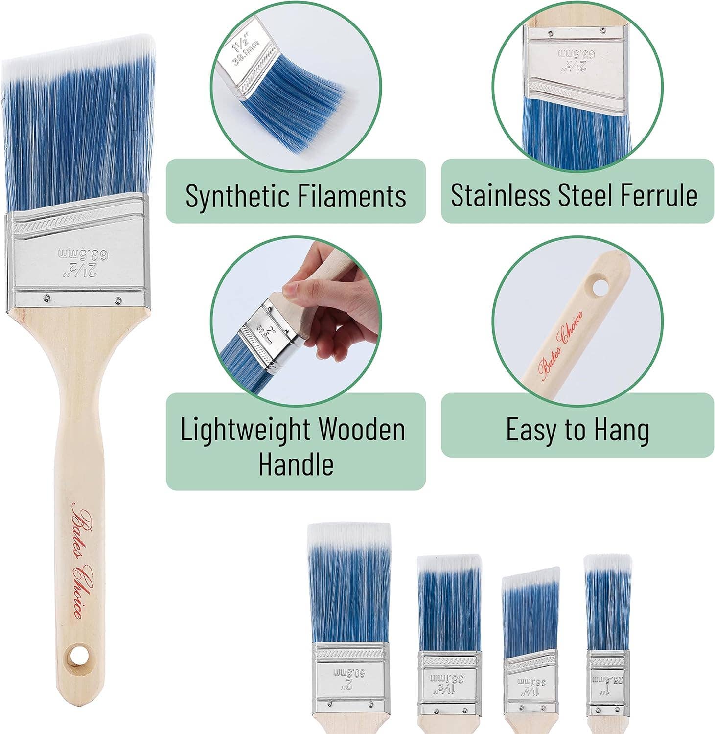 Bates Choice – Engroshandel Maling/vokspensel – Bates- Malerpensler, 5-pak2