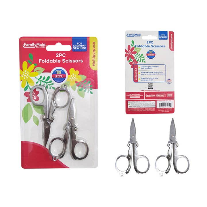 Foldable Scissors 2 pc, Length 3.25" for wholesale by Deluxe Import Trading