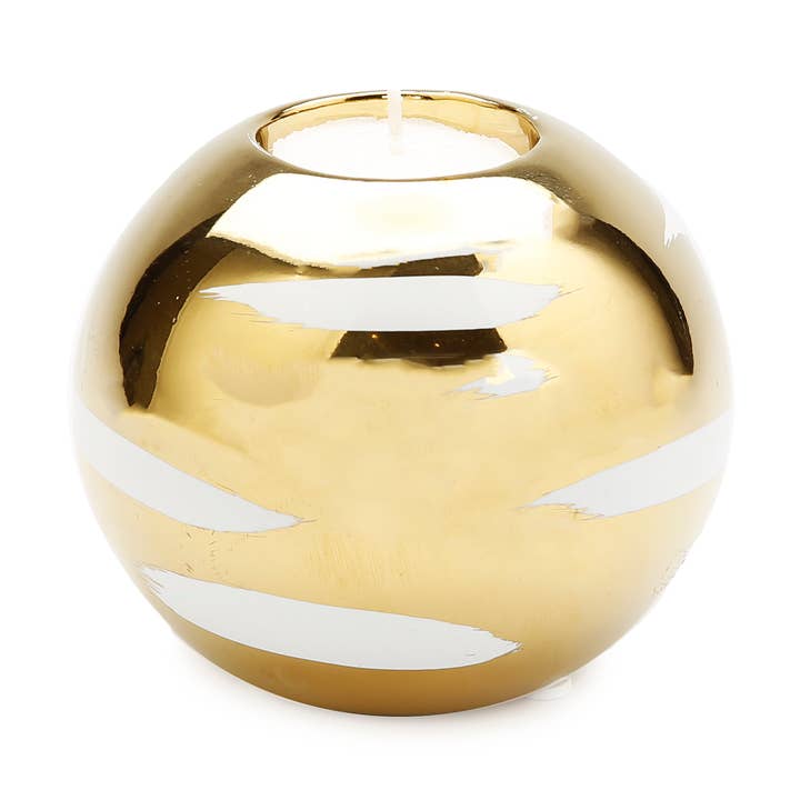 Portacandele dorato con design a blocchi bianchi per la vendita all'ingrosso da parte di VIVIENCE