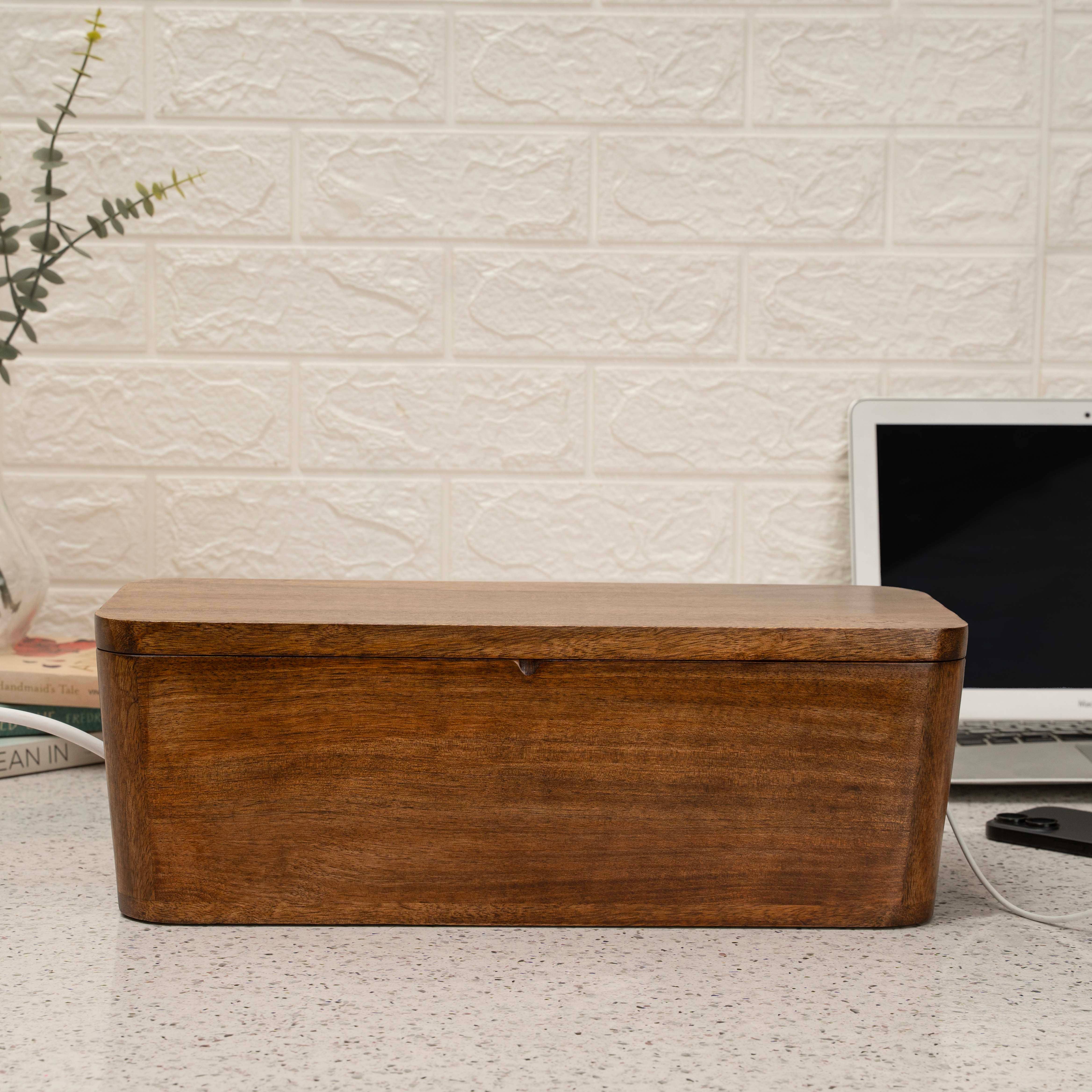 LuxeDesigns Co LLC – wholesale Desk organiser – Cable Management Box - Natural Wood11