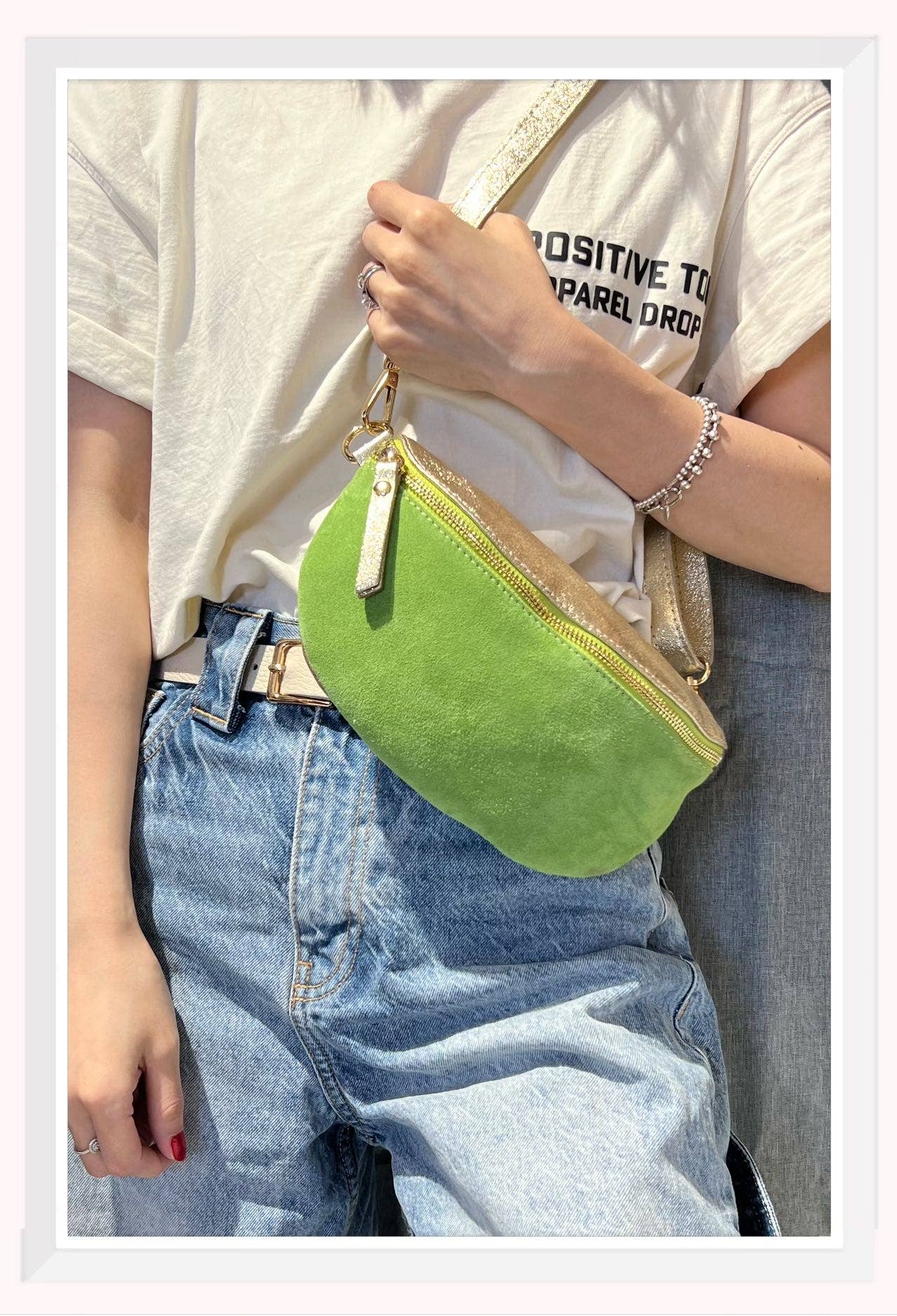 Z et Z - Wholesale Belt Bag - Women's - Small suede and iridescent leather fanny pack2