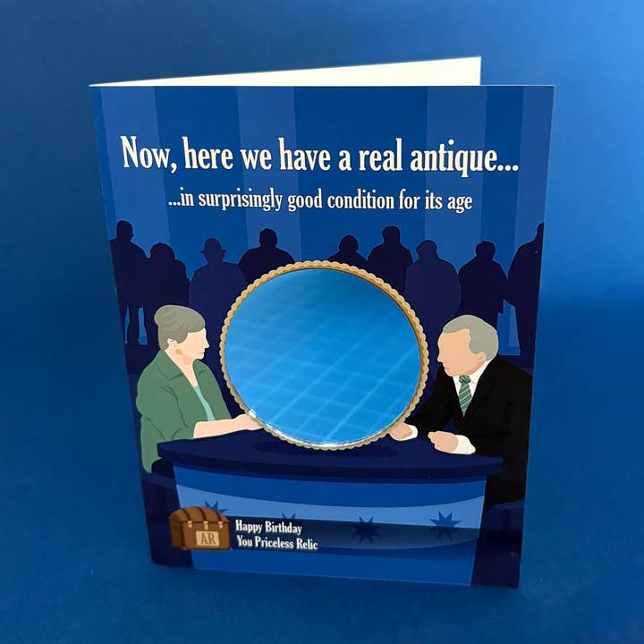 A Real Antique - Funny Age Humor Birthday Card - Mom - Dad for wholesale by Katiebird Prints